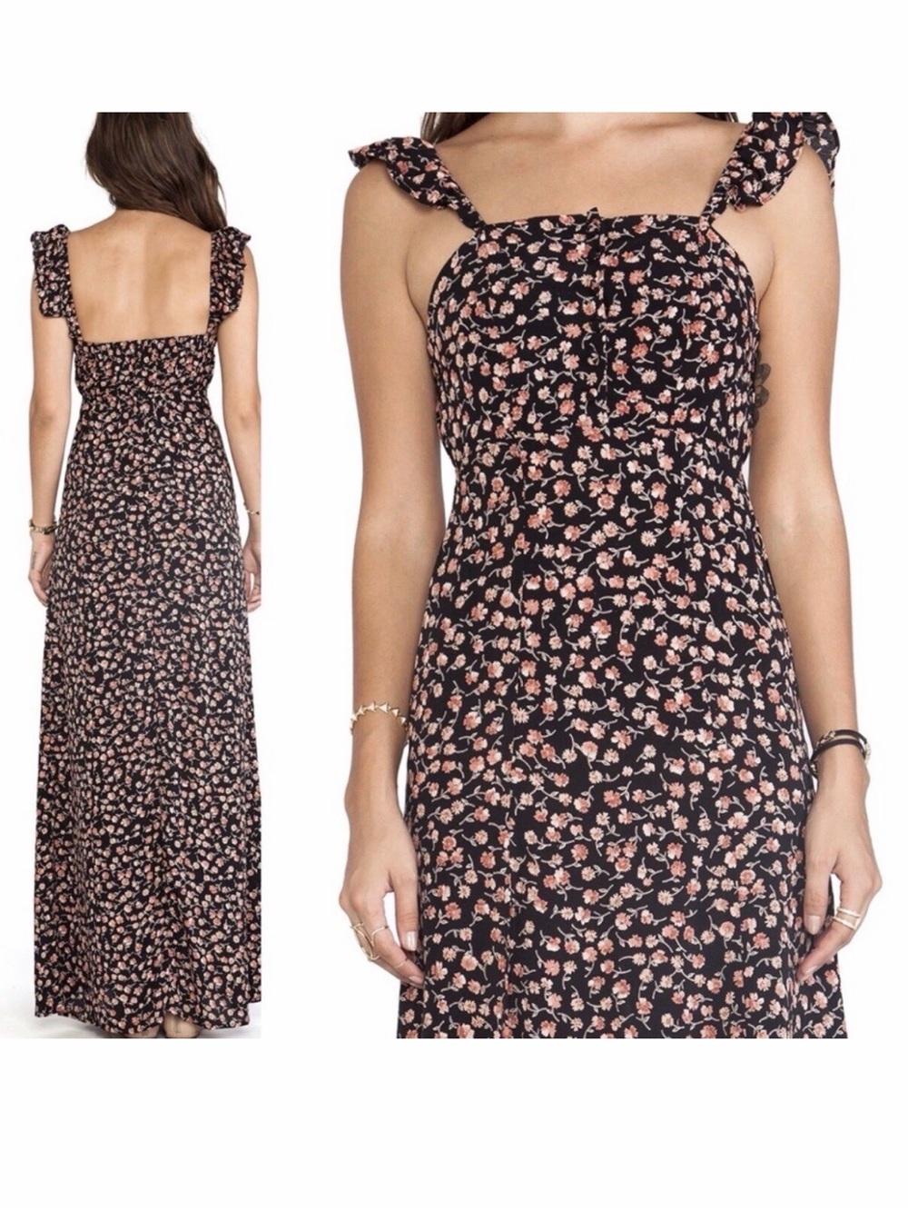 Flynn Skye Black Maxi Dress with Pink Floral